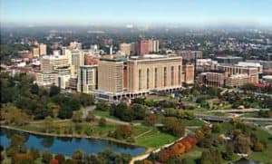Washington University School of Medicine, and the Alvin J. Siteman Cancer Center buildings